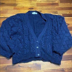 Reed Hunter Vintage Navy Blue Button Front Cardigan